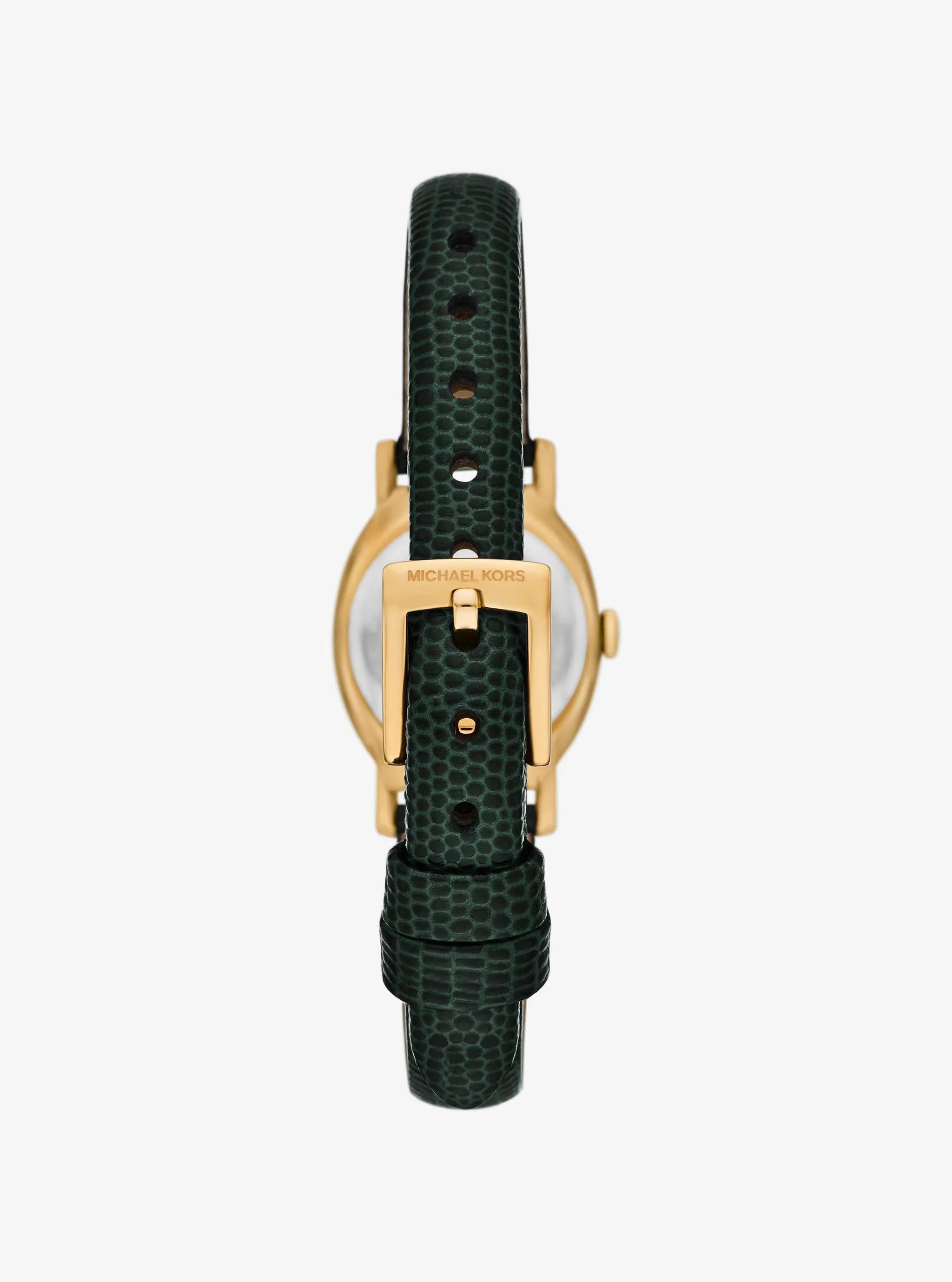 Reloj de cuero color dorado