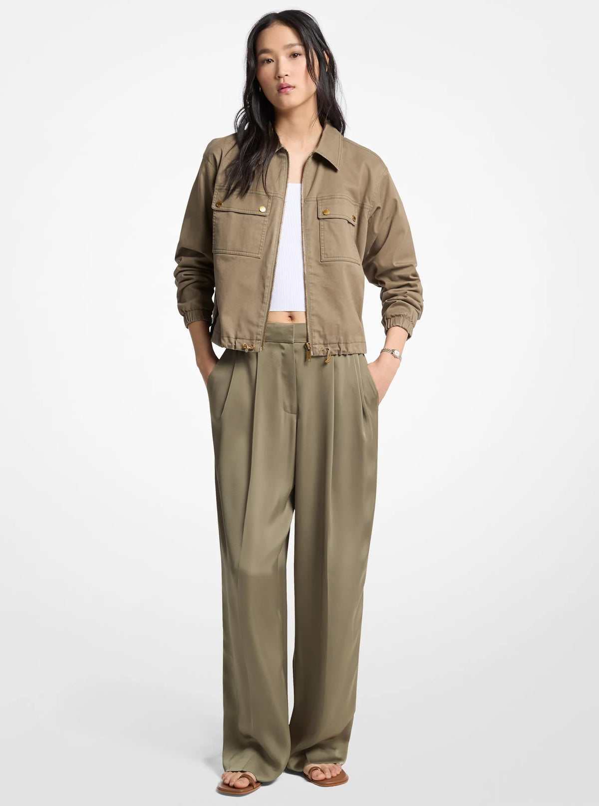 Pantalón de satén de pierna ancha