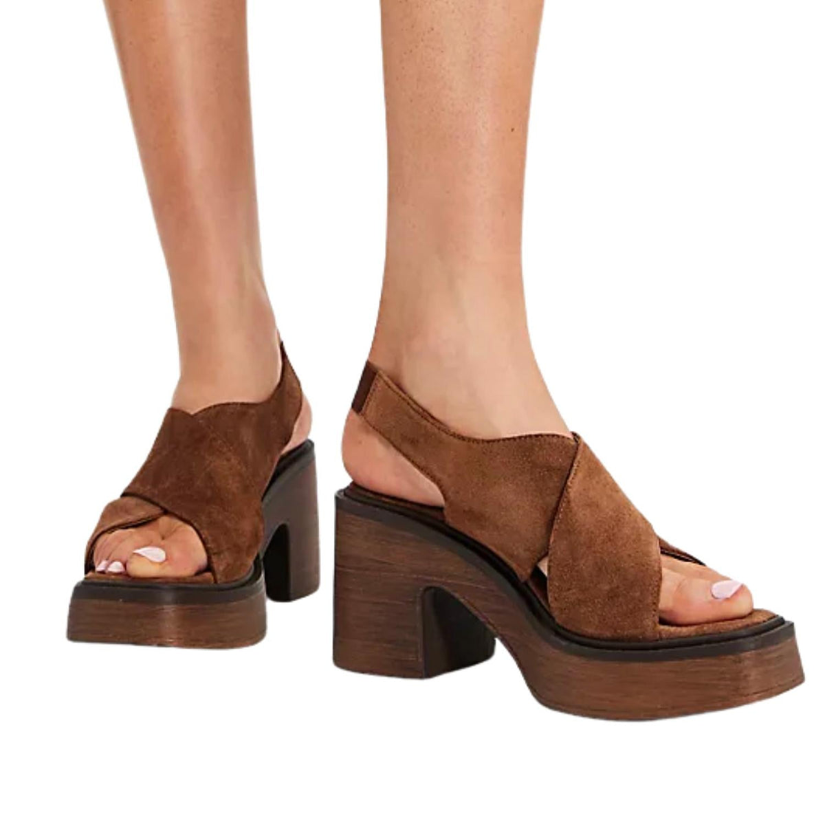 Zuecos de mujer de gamuza con plataforma