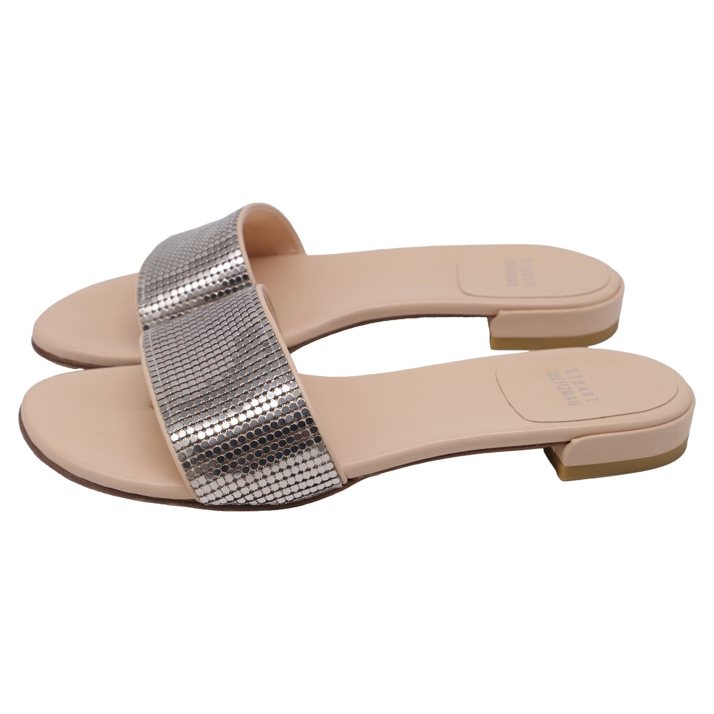 Sandalias de cuero color plateado