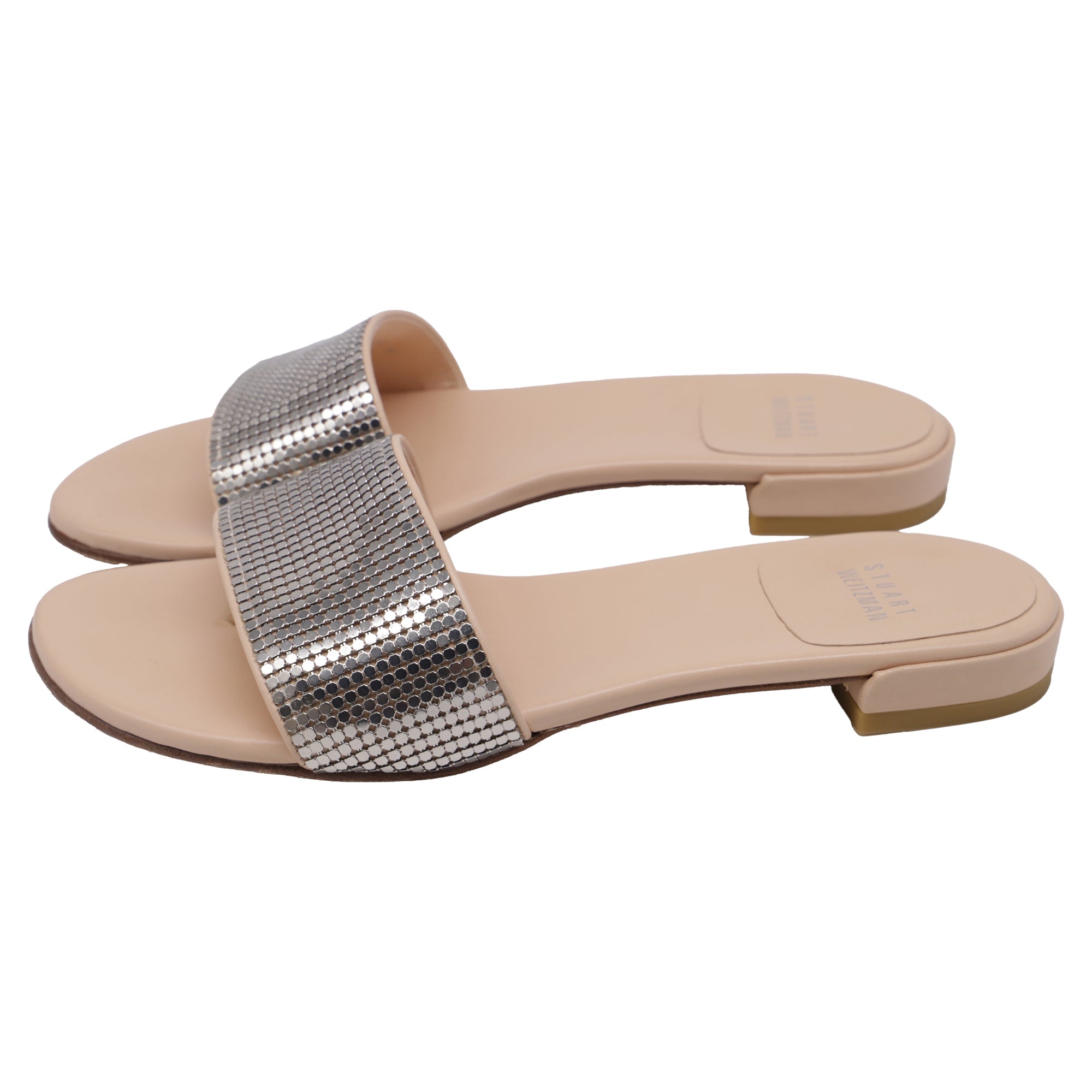 Sandalias de cuero color plateado