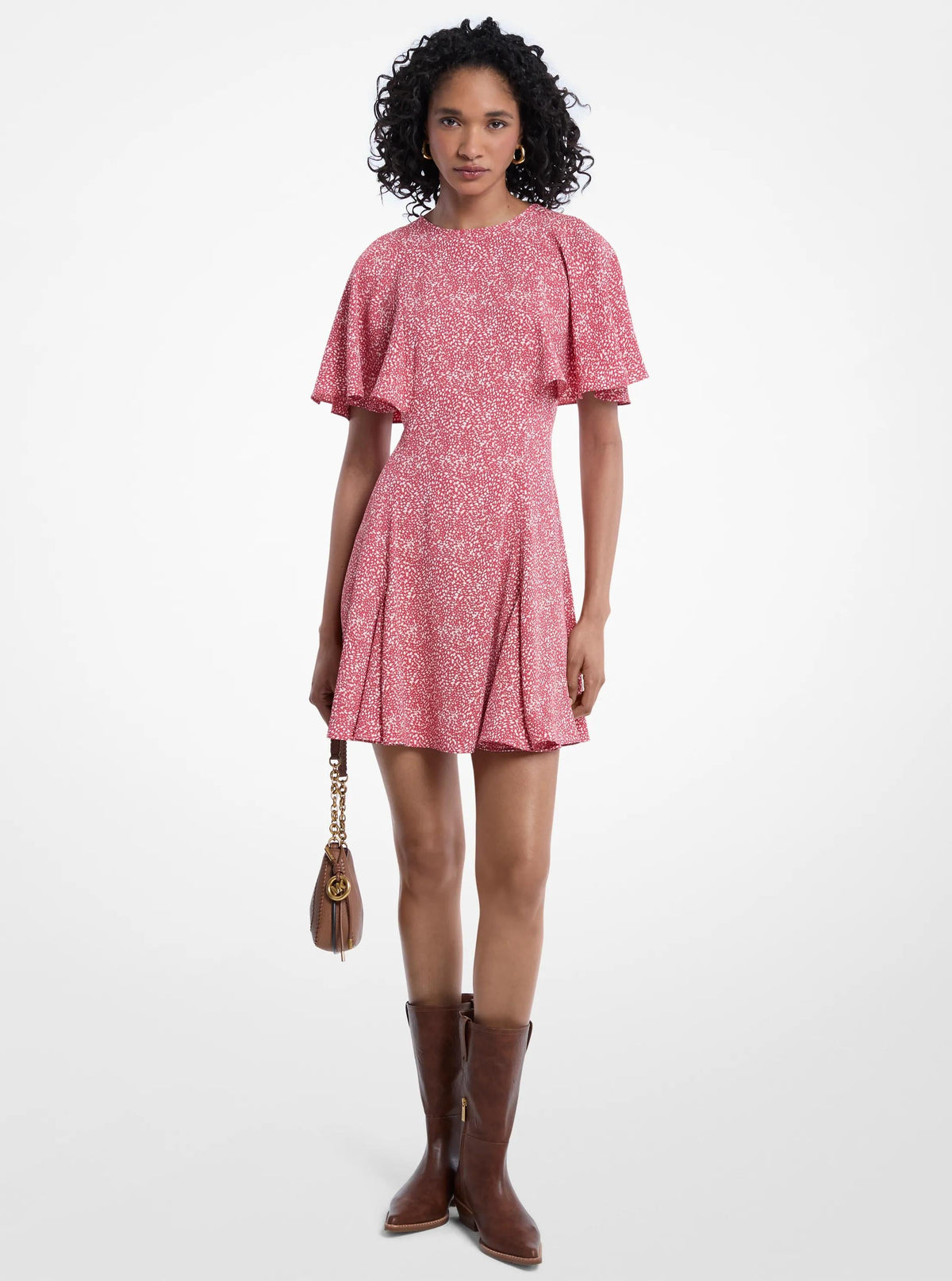 Vestido de satén corto con estampado