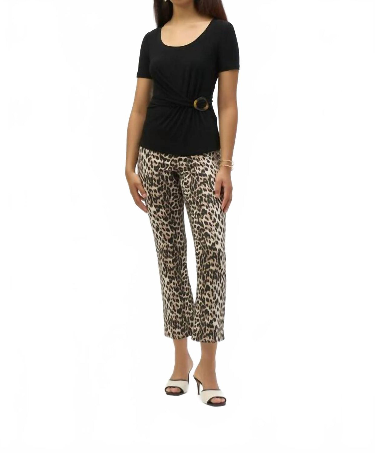 Pantalón de mujer con estampado animal color negro y beige