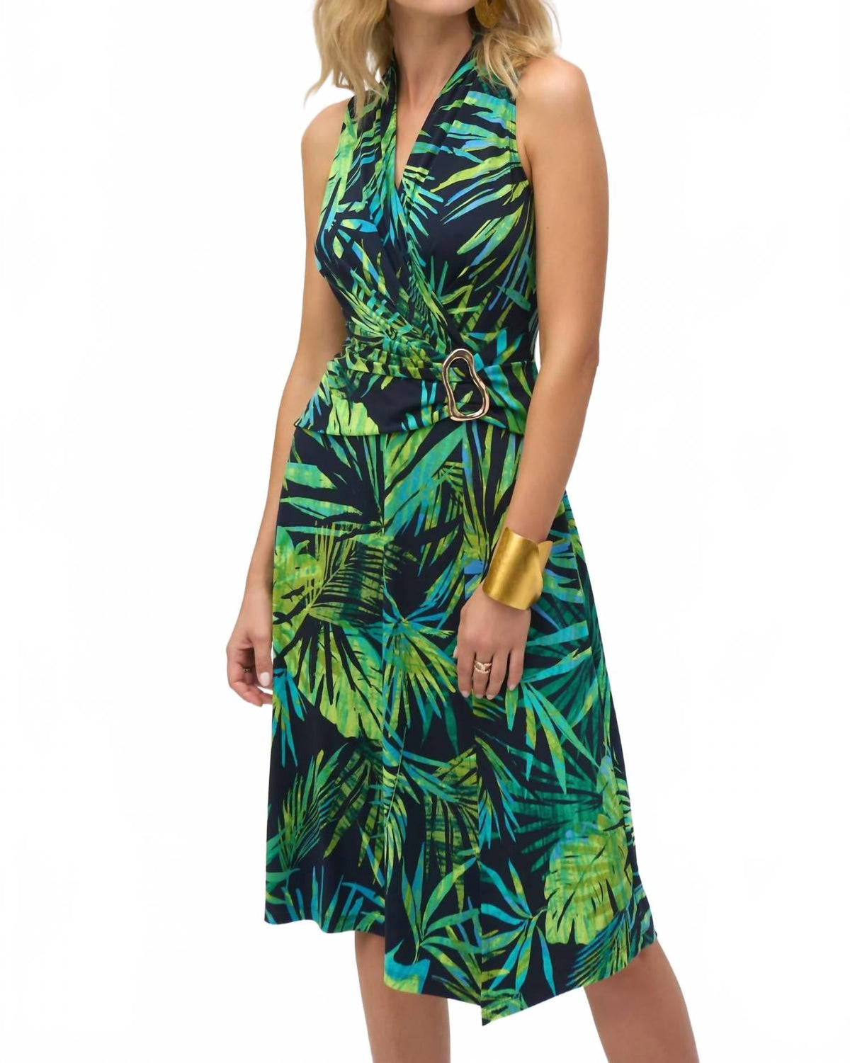 Vestido sin mangas con estampado floral color azul