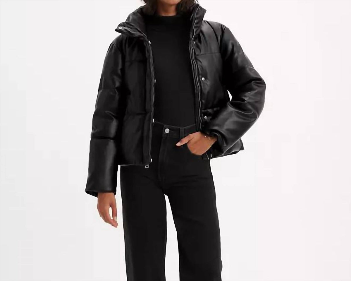 Chaqueta de efecto cuero color negro