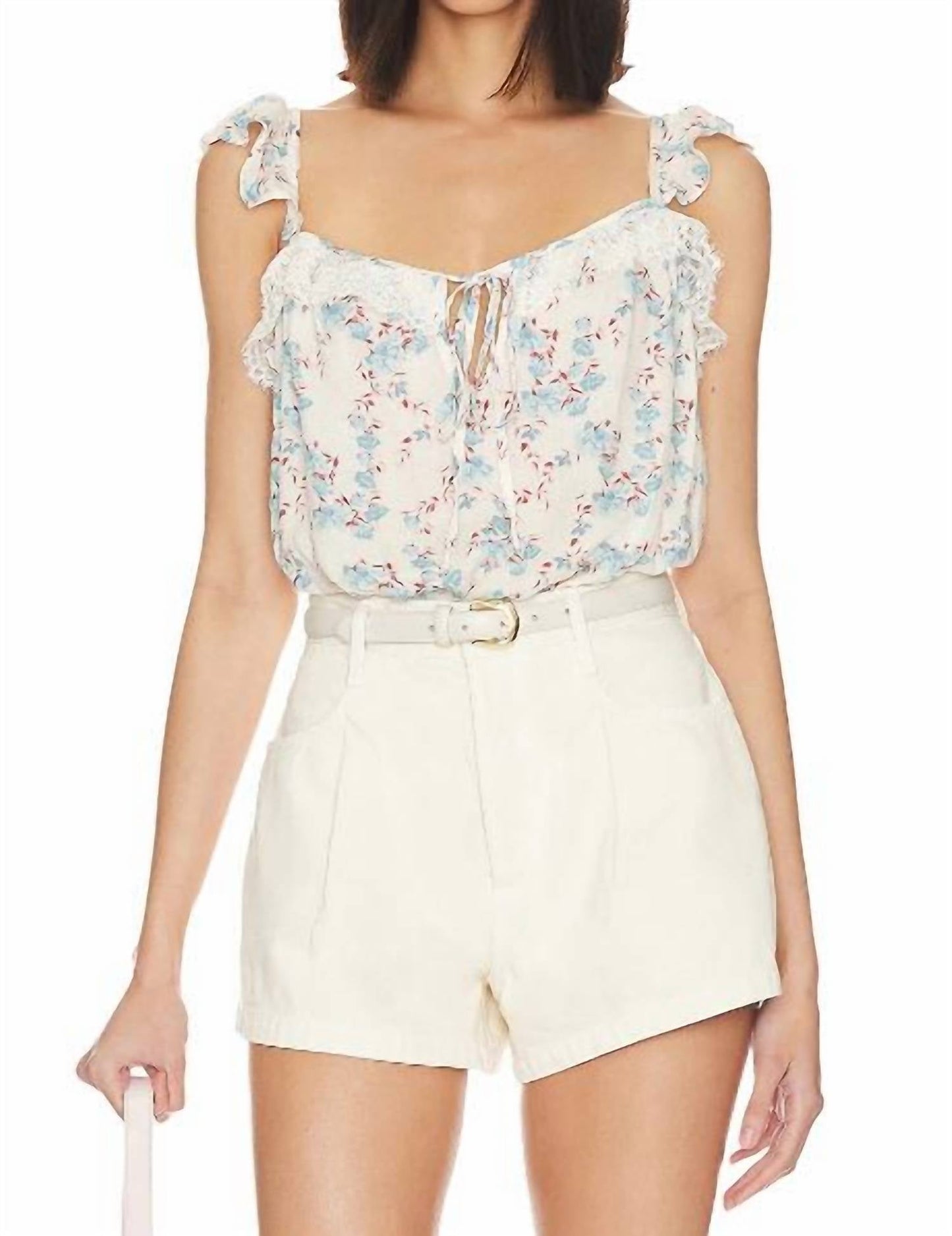 Body con estampado floral color azul y marfil