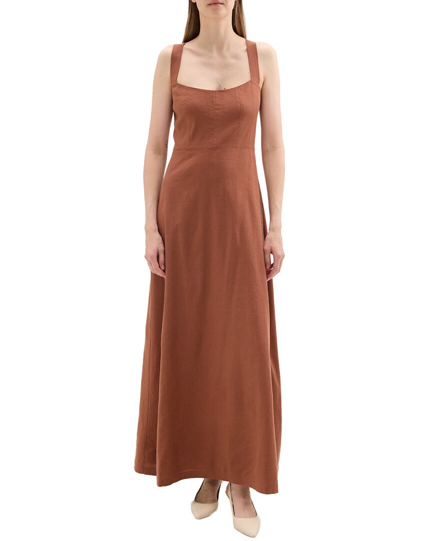 Vestido de mezcla de lino largo
