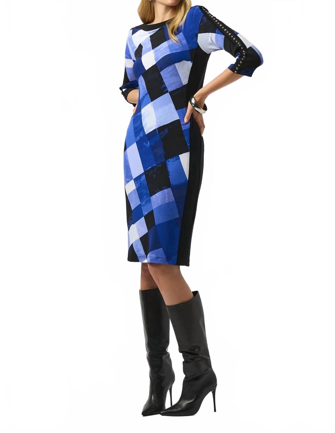 Vestido a cuadros color negro y azul