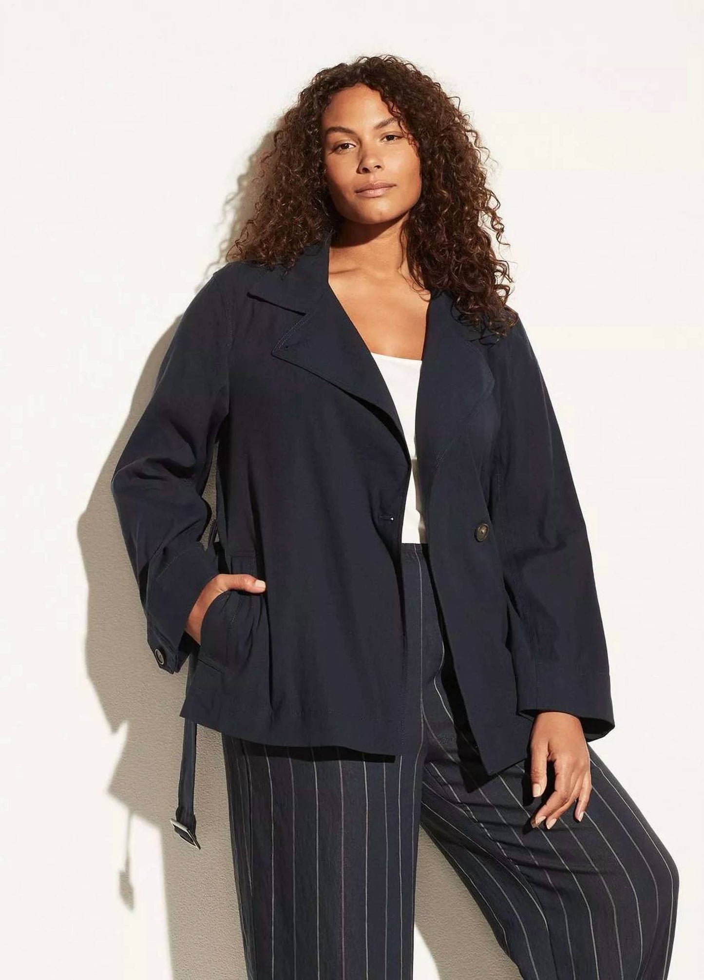 Chaqueta de mezcla de lino color azul