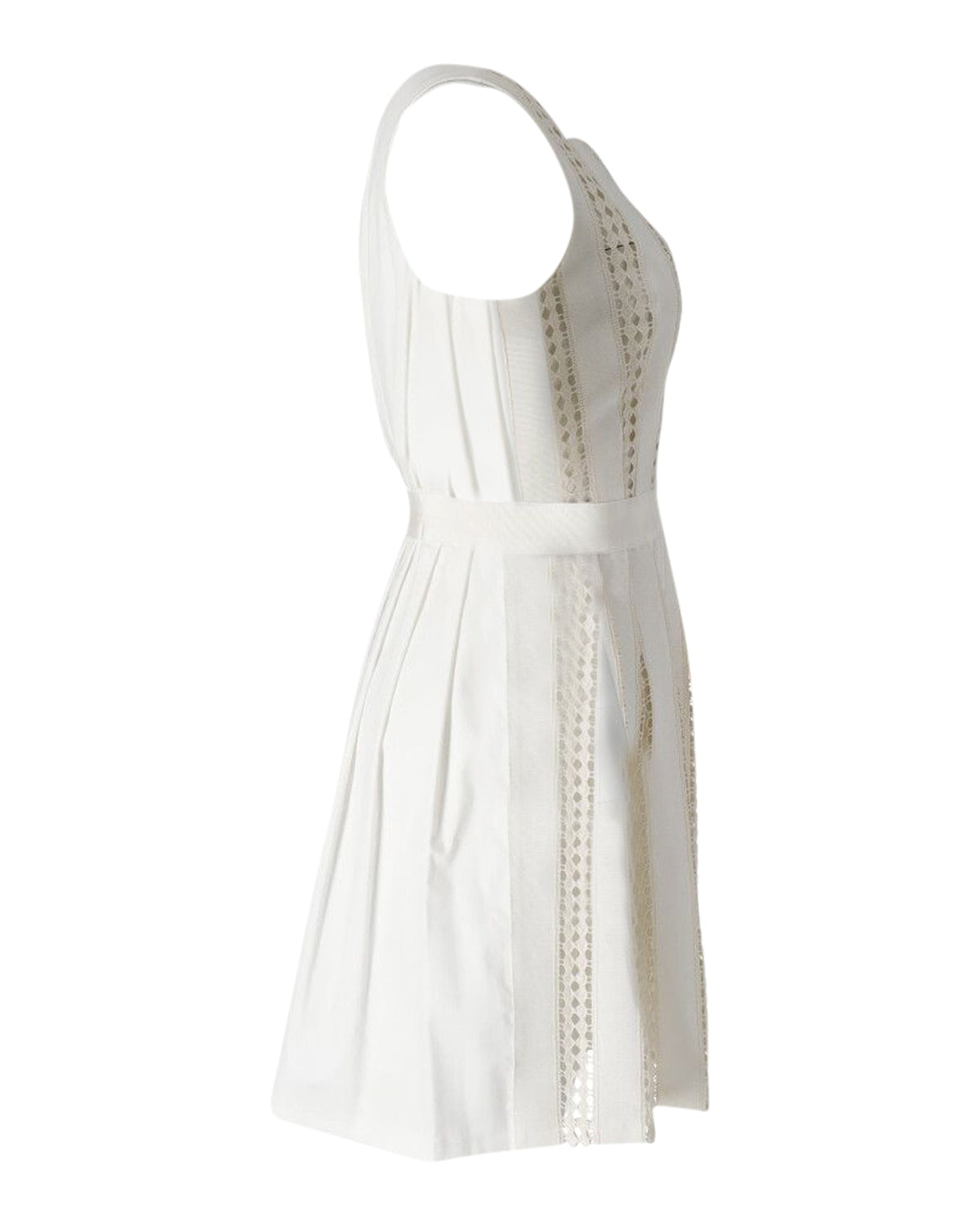 Vestido de algodón con pliegues color crema