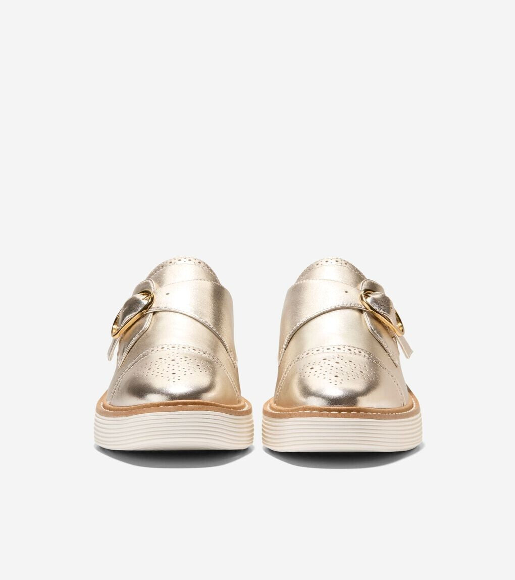 Zapatos de cordones de mujer color dorado