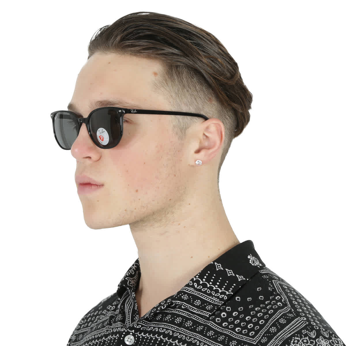 Gafas de sol unisex de montura cuadrada con lentes polarizados color negro