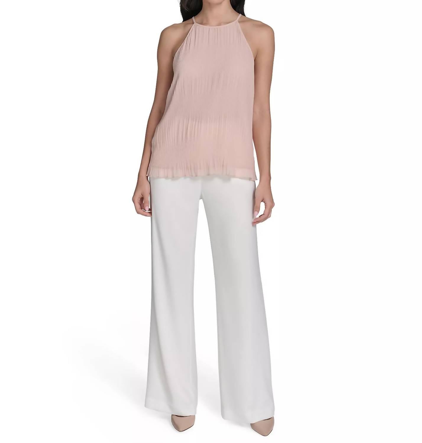 Top de gasa con pliegues color rosado