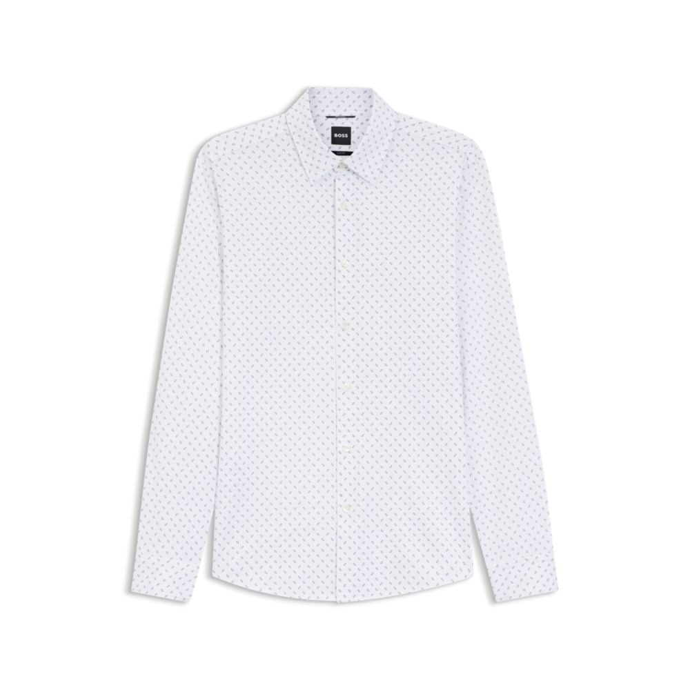 Camisa de mezcla de algodón de corte ajustado con estampado