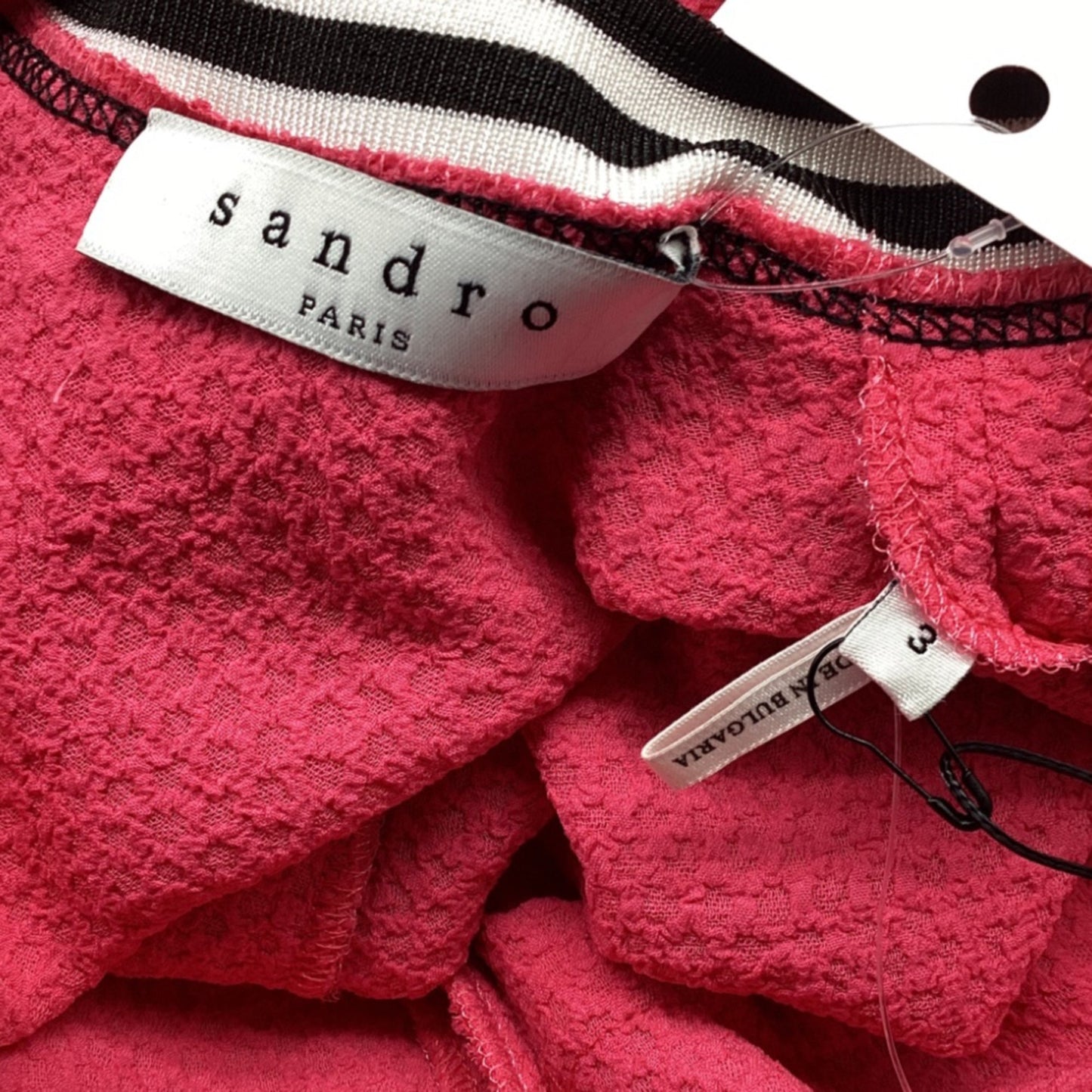 Sandro Reva Mini Vestido Manga Corta en Poliéster Rosado