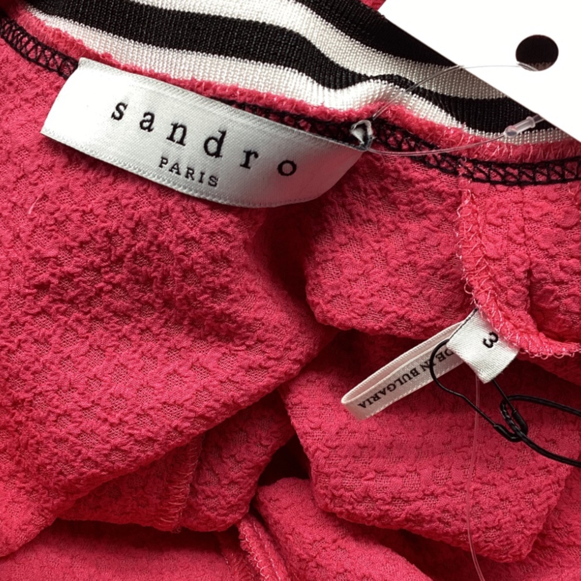 Sandro Reva Mini Vestido Manga Corta en Poliéster Rosado