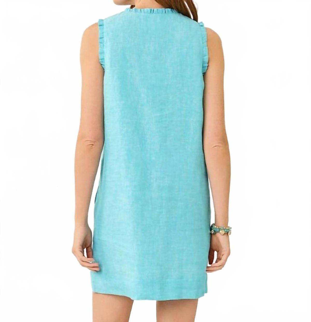 Vestido de lino color blanco y azul