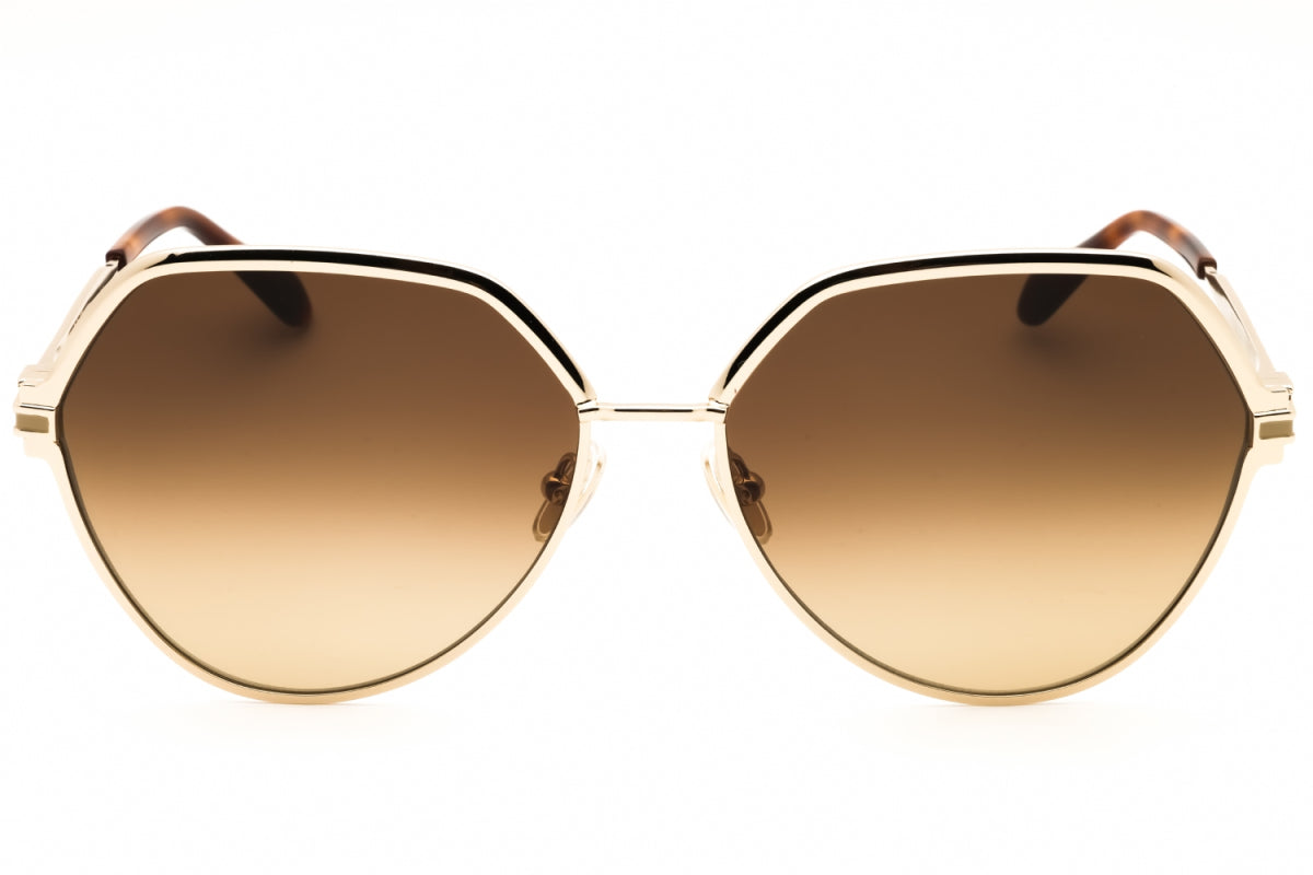Gafas color café y dorado