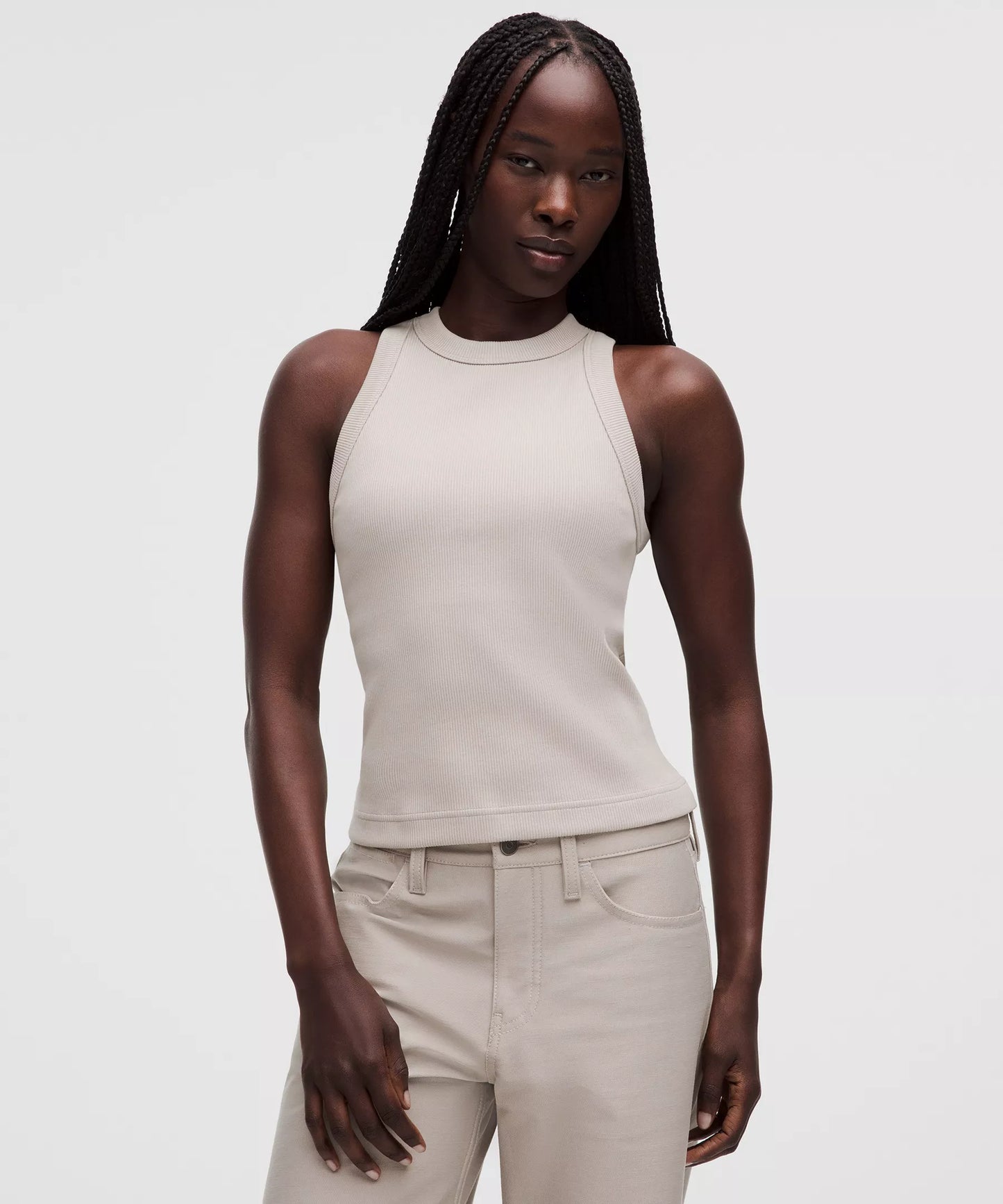 Camiseta sin mangas de algodón con tejido acanalado