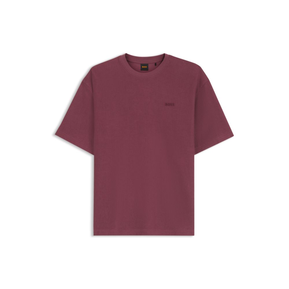 Camiseta de algodón de corte amplio con tejido acanalado