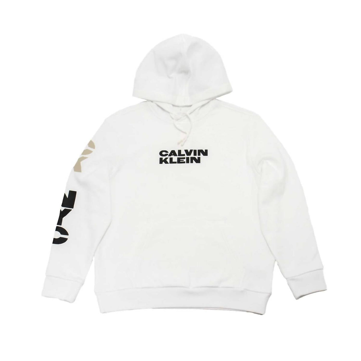 Buzo con capucha de hombre de manga larga con cuello redondo color blanco