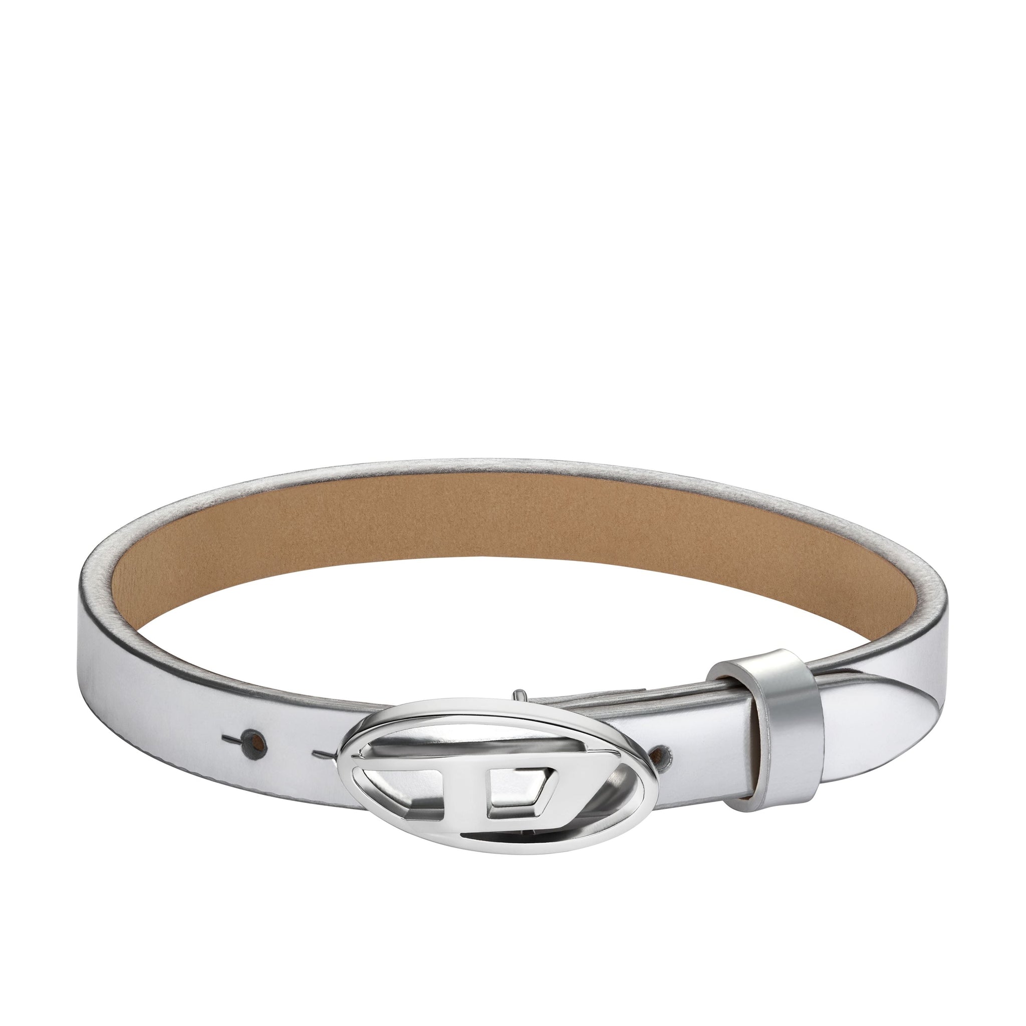Pulsera de hombre de cuero color plateado