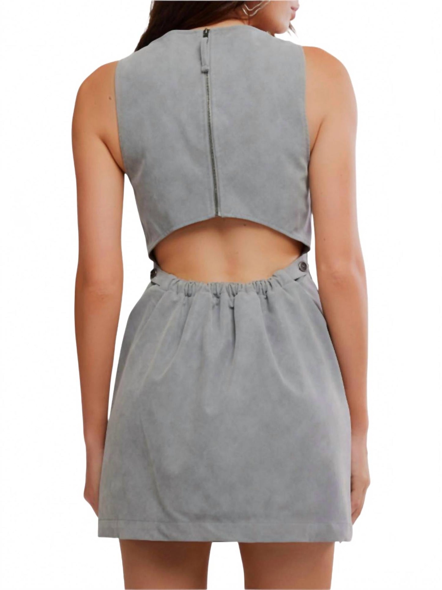 Vestido de gamuza corto color gris