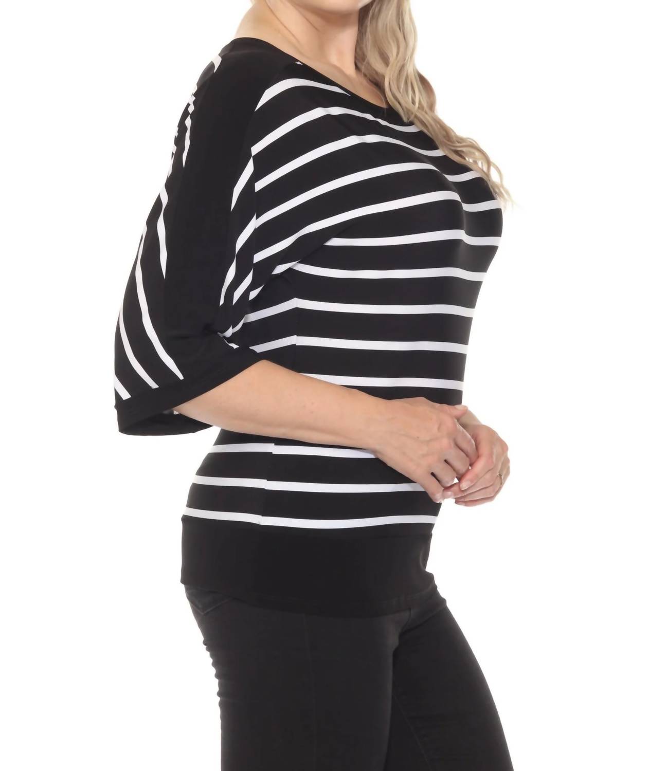 Top a rayas color negro