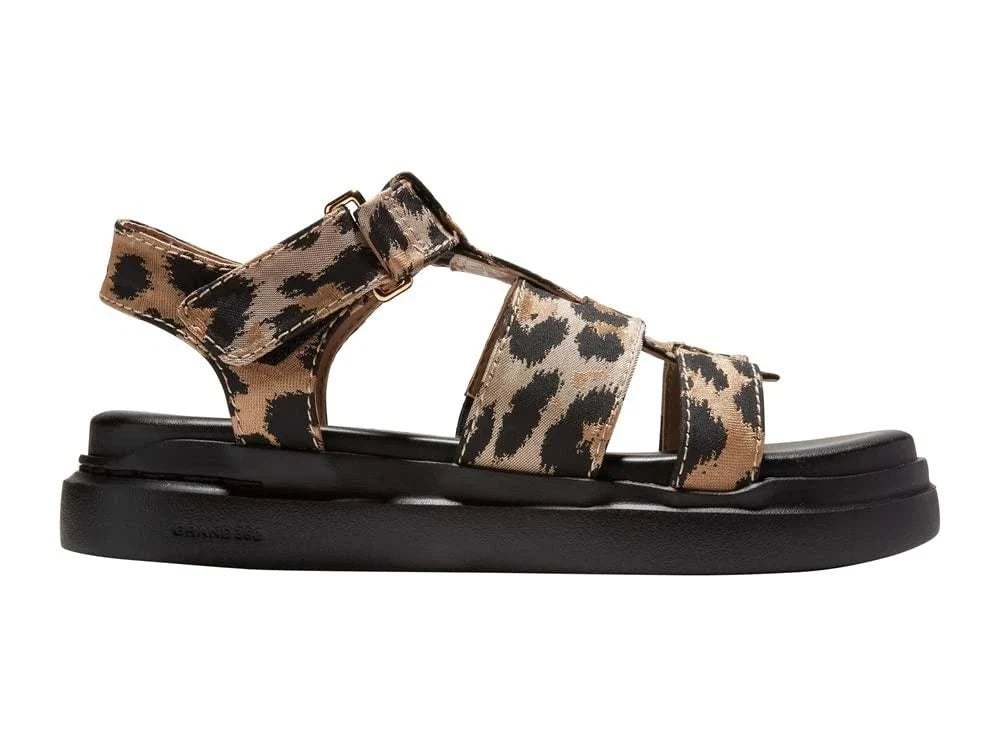 Sandalias de mujer con estampado animal color café