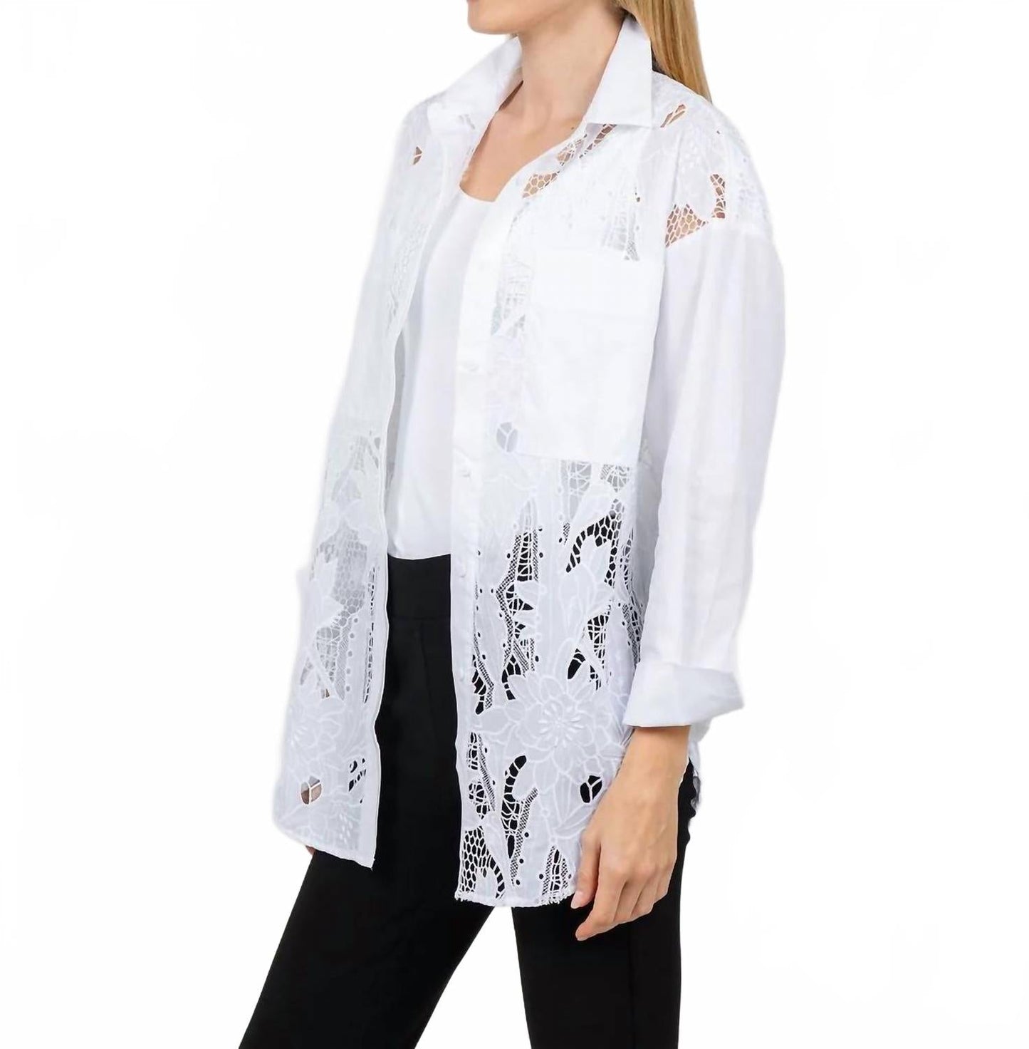 Blusa de algodón con bordado color blanco
