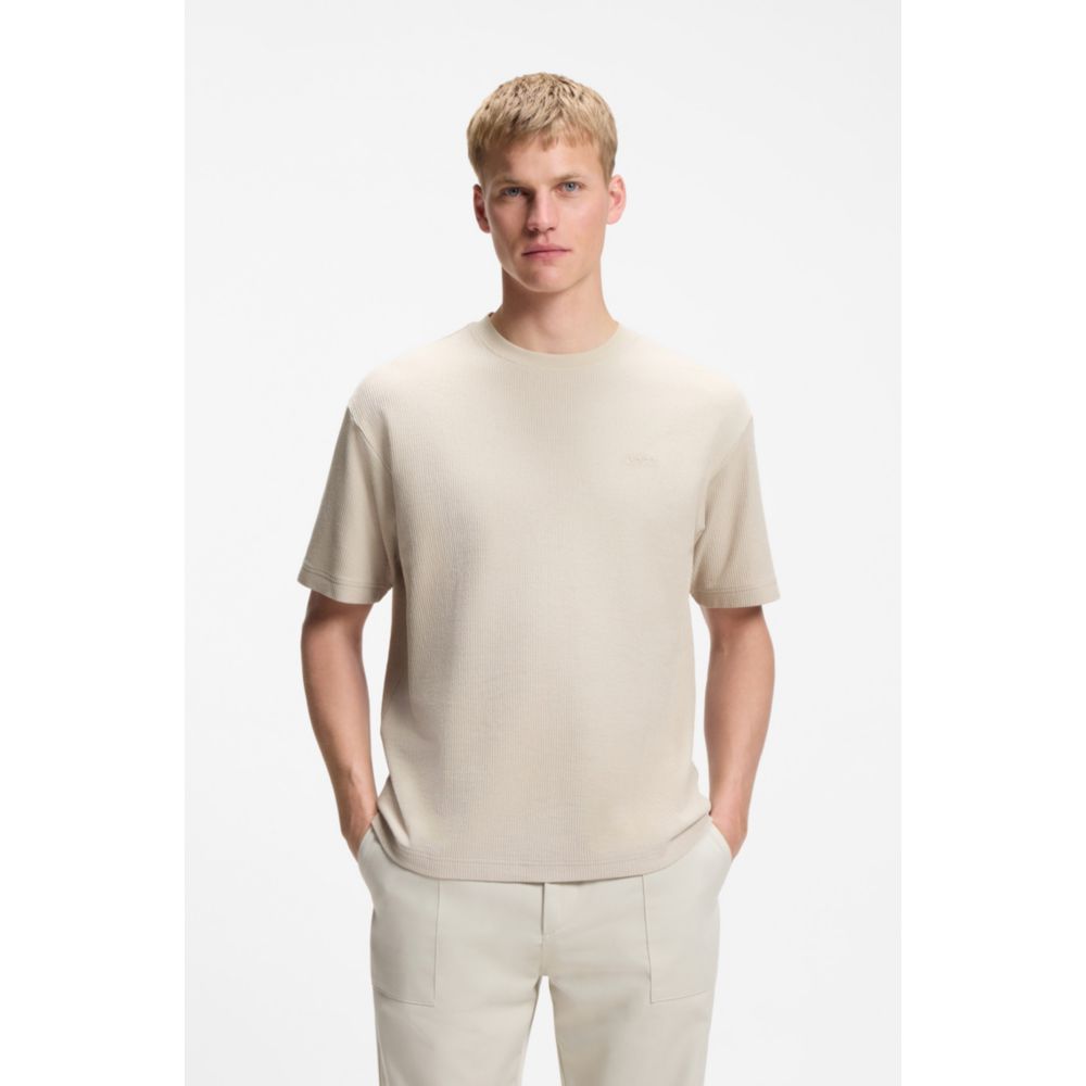 Camiseta de algodón de corte amplio con tejido acanalado