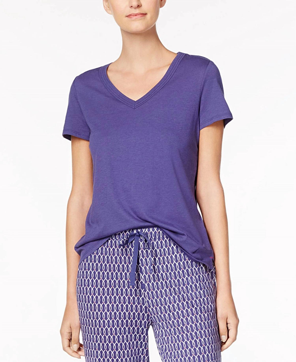 Camiseta con cuello en V color azul