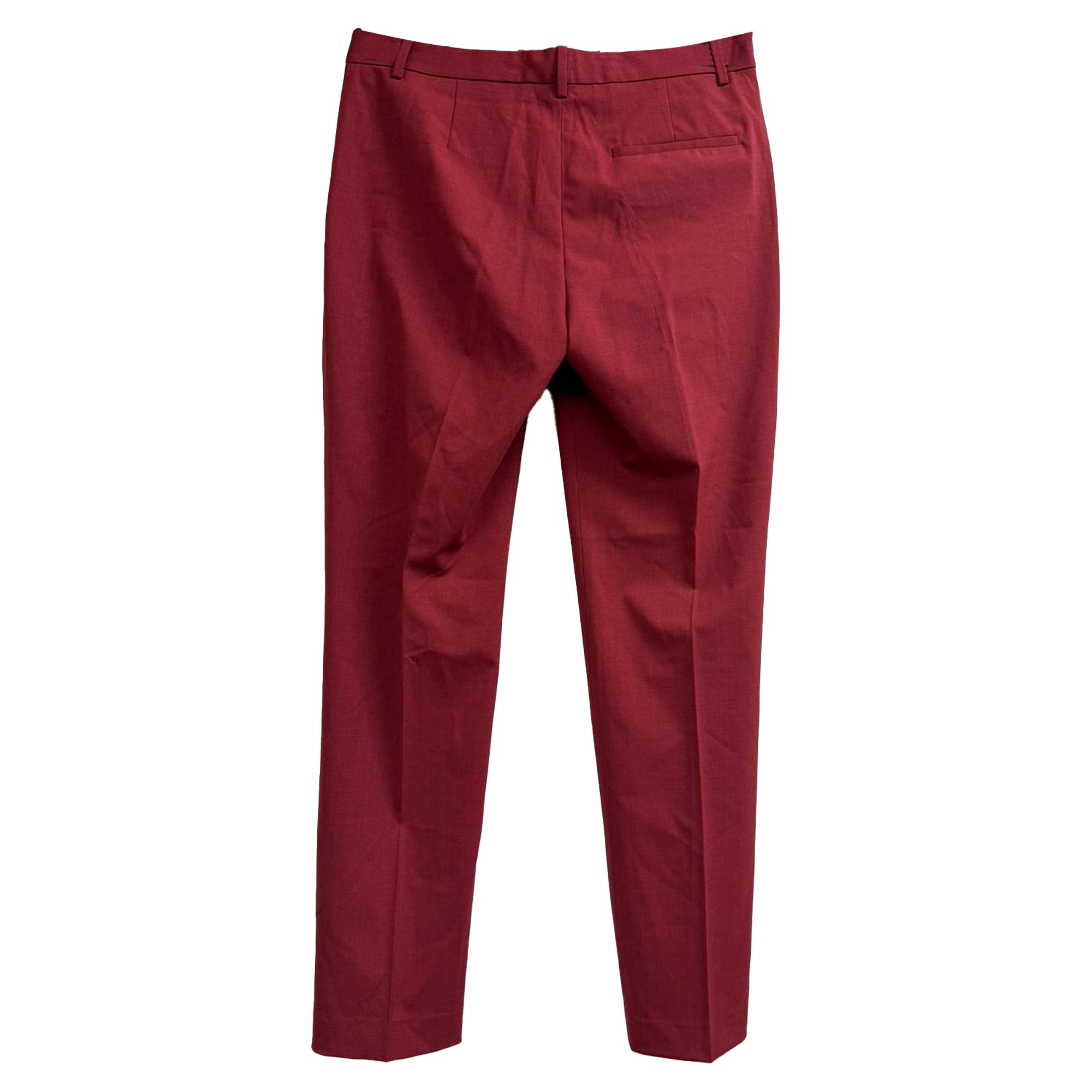 Pantalón de lana de corte recto color vinotinto