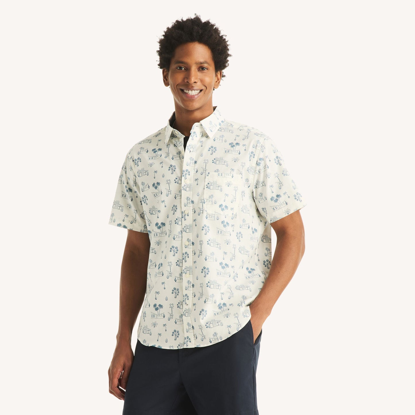 Camisa de hombre de manga corta con estampado