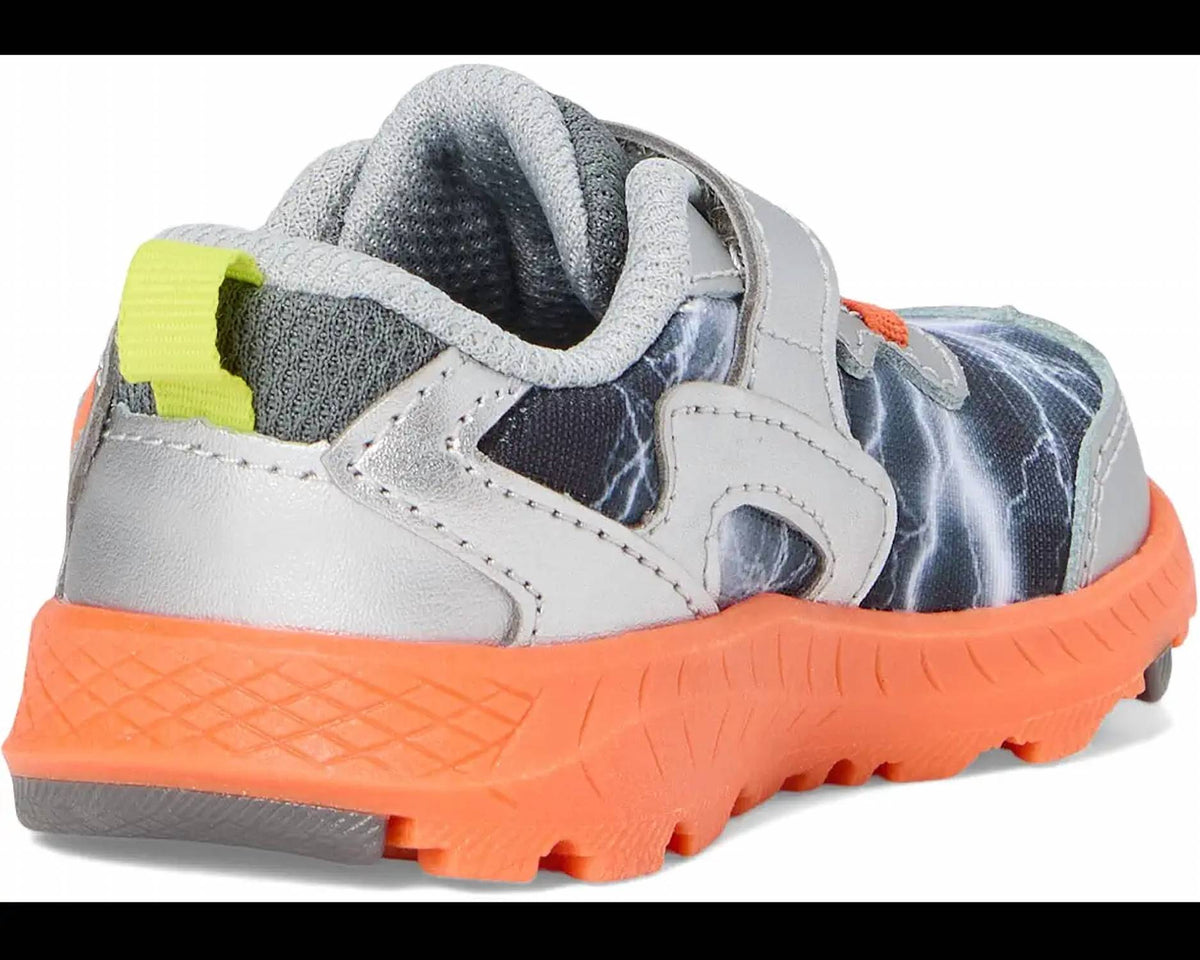 Tenis para niño color gris y naranja