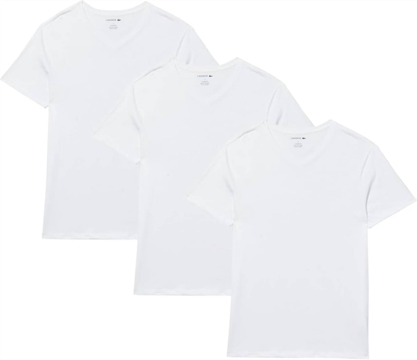 Camiseta de hombre (3 unidades) con cuello en V de corte ajustado color blanco