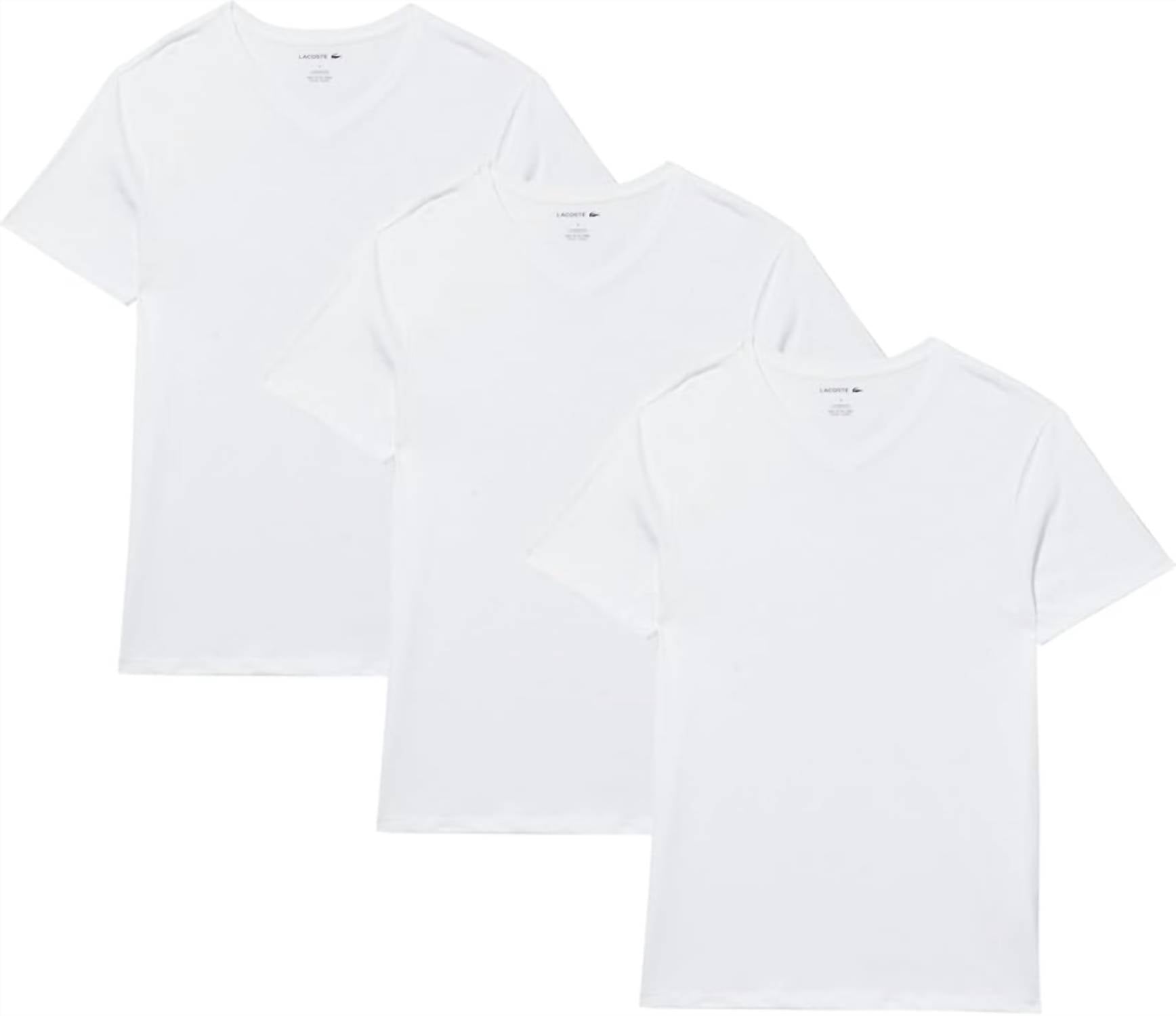 Camiseta de hombre (3 unidades) con cuello en V de corte ajustado color blanco