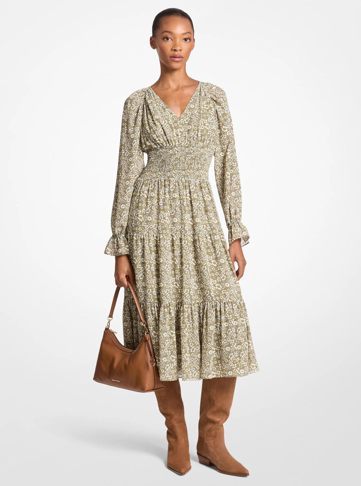 Vestido midi con estampado floral