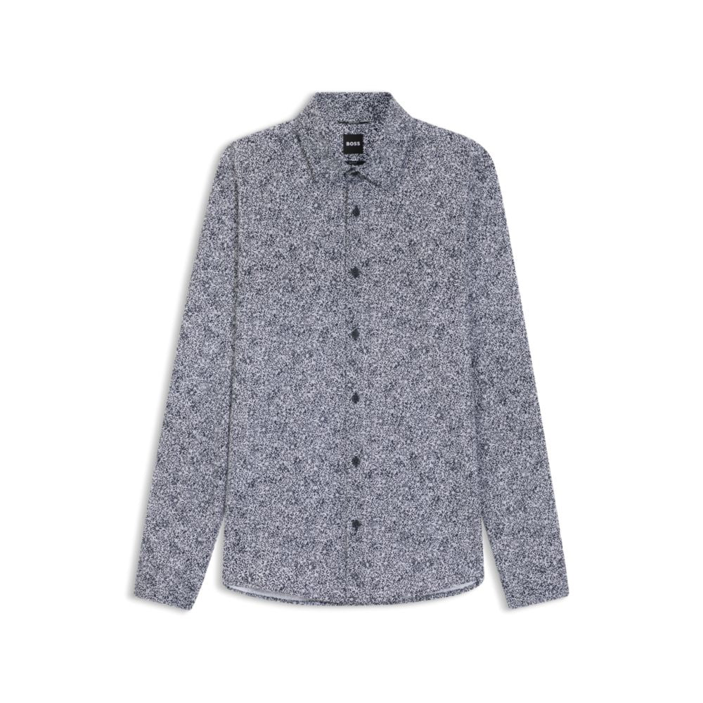 Camisa de mezcla de algodón de corte ajustado con estampado