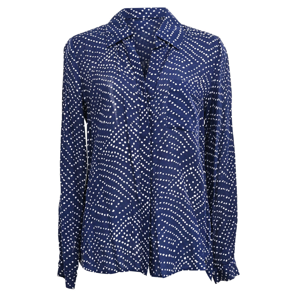 Camisa de seda con estampado color azul