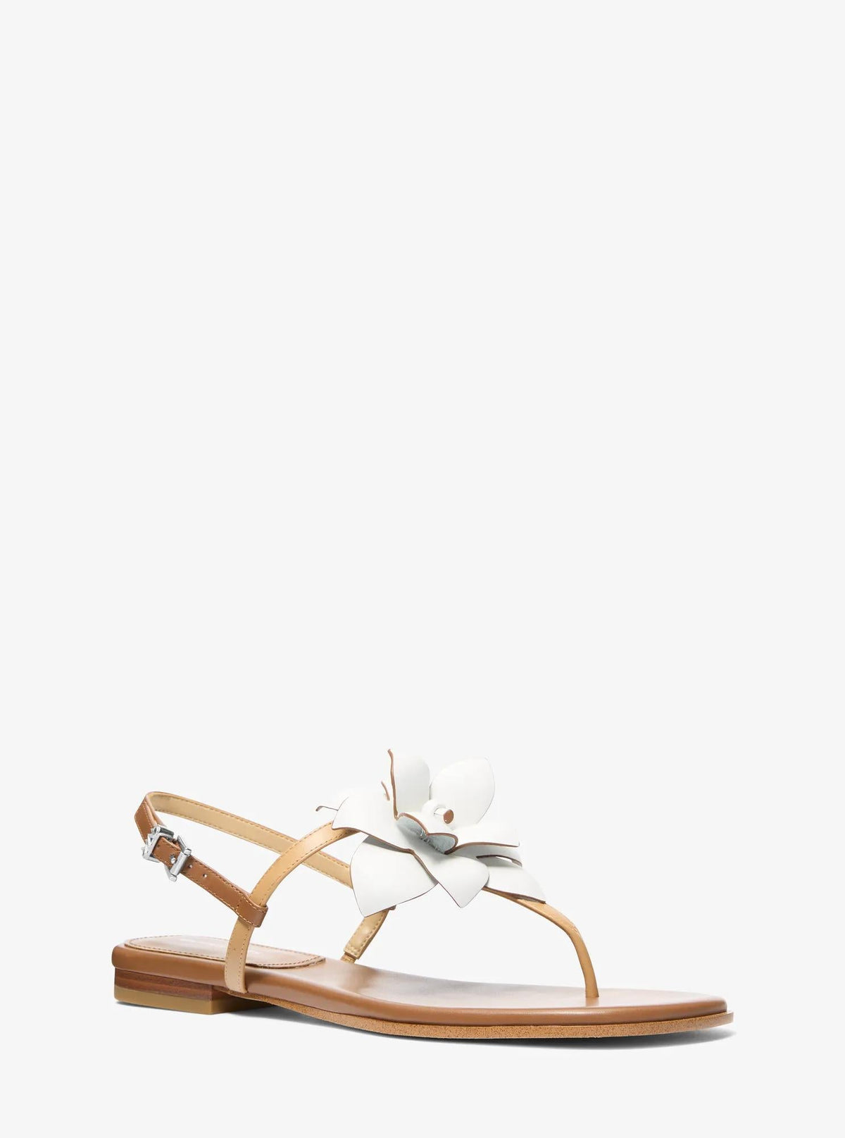 Sandalias de cuero con estampado floral