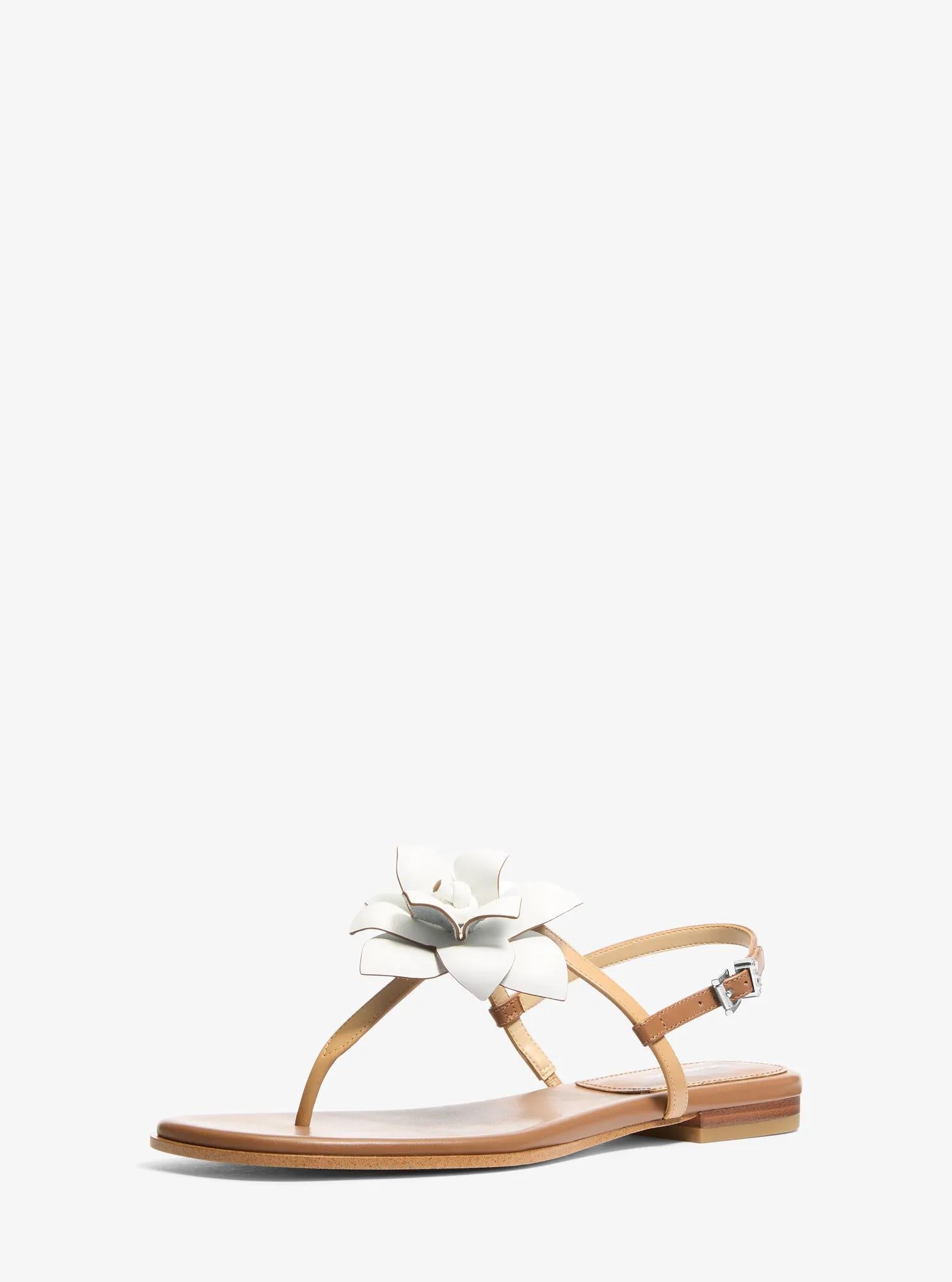 Sandalias de cuero con estampado floral