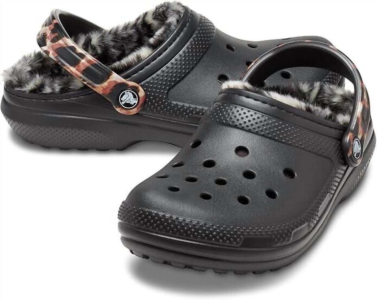 Zuecos de mujer con estampado animal color negro