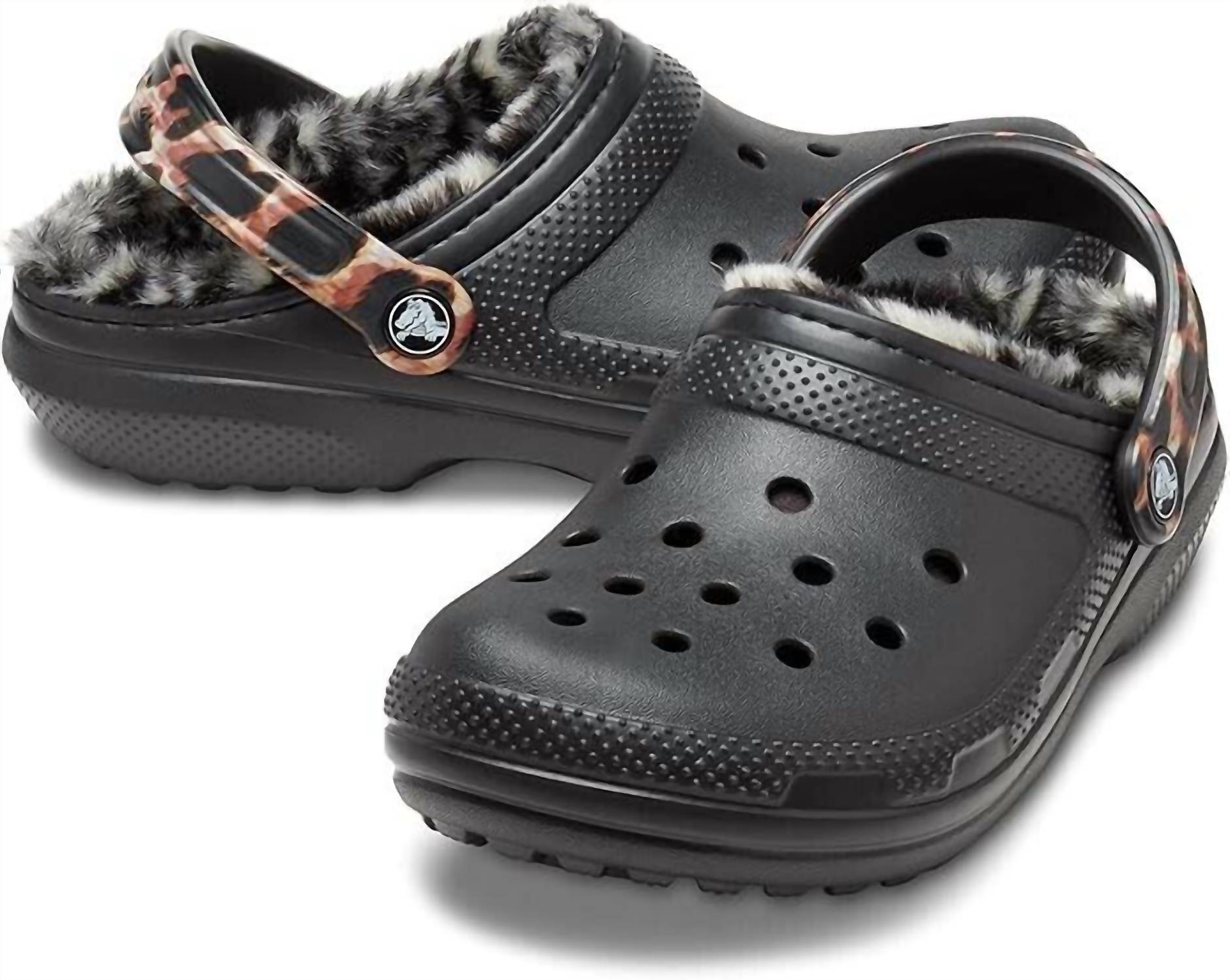 Zuecos de mujer con estampado animal color negro