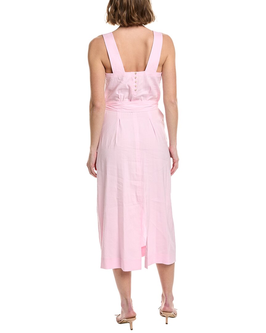 Vestido de mezcla de lino midi con escote cuadrado