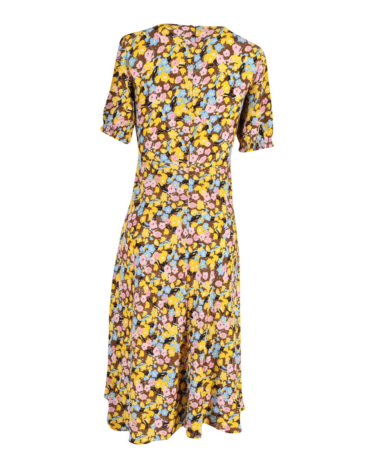 Vestido midi con estampado floral color amarillo