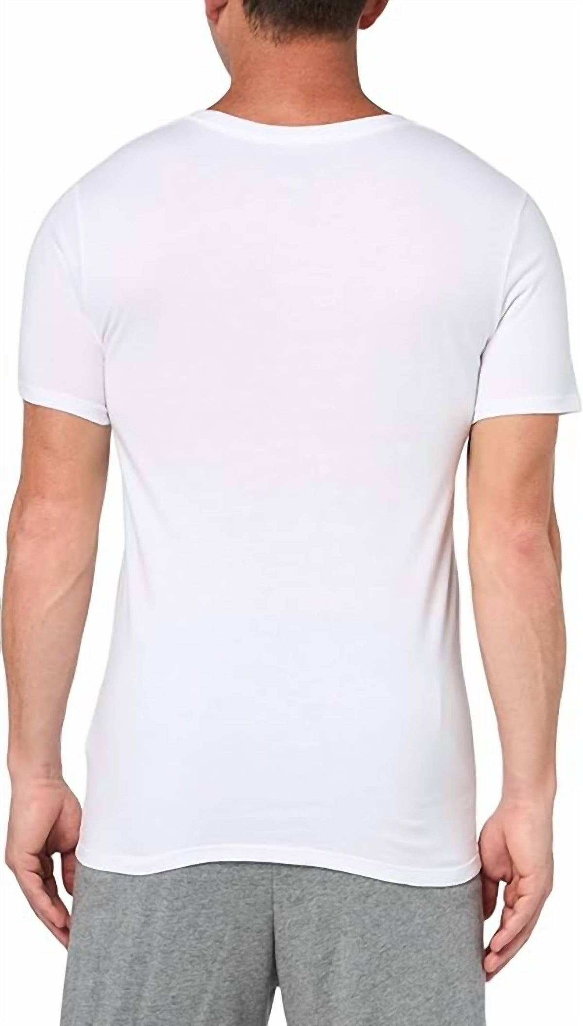 Camiseta de hombre (3 unidades) con cuello en V de corte ajustado color blanco