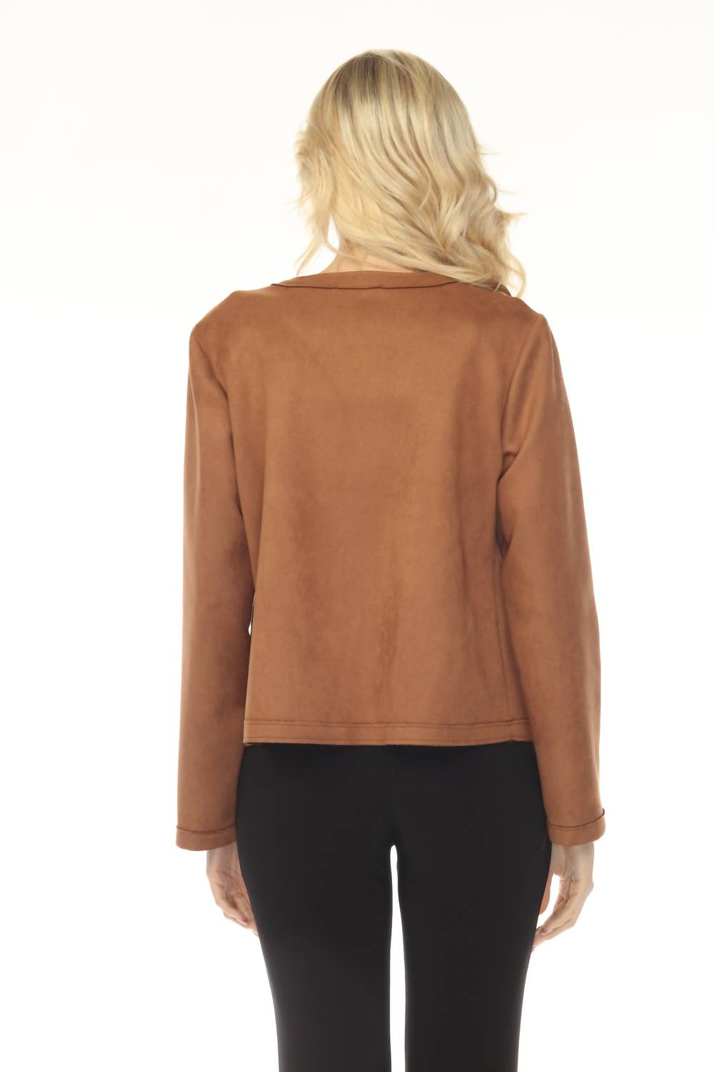 Chaqueta de gamuza de manga larga color café