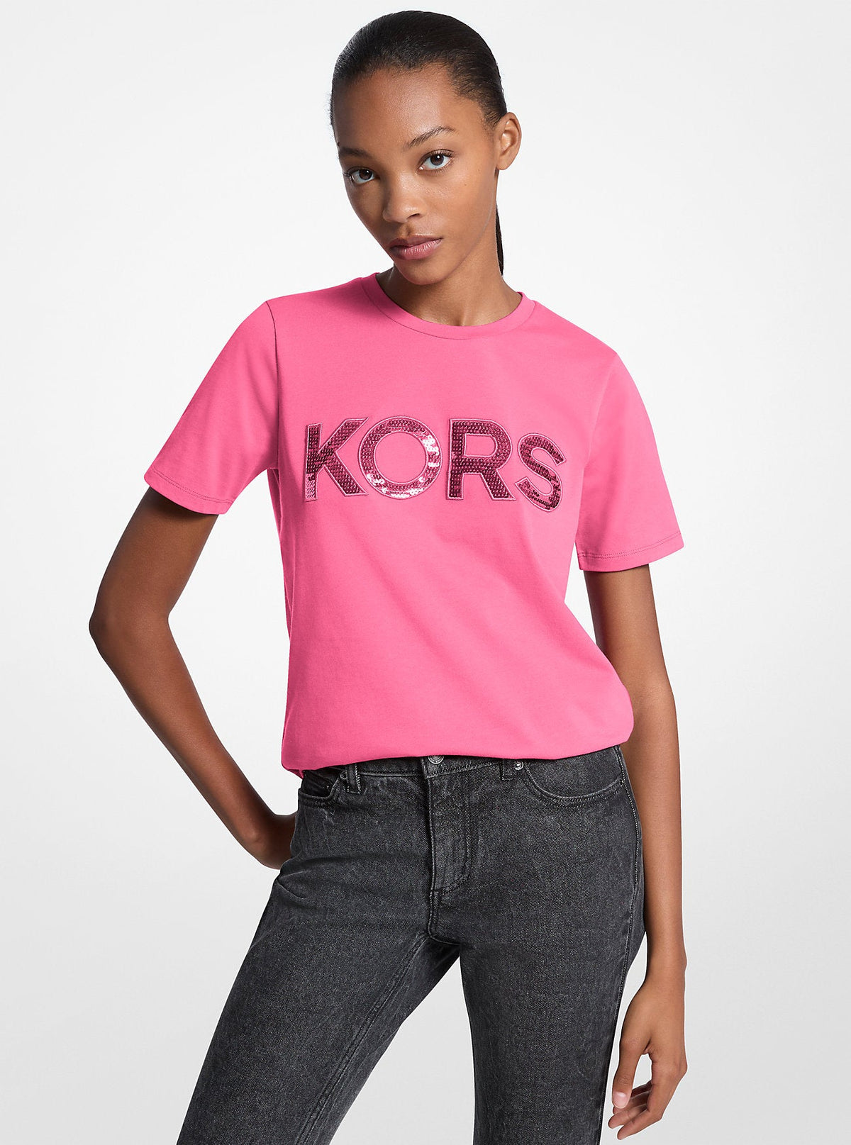 Camiseta de algodón con lentejuelas