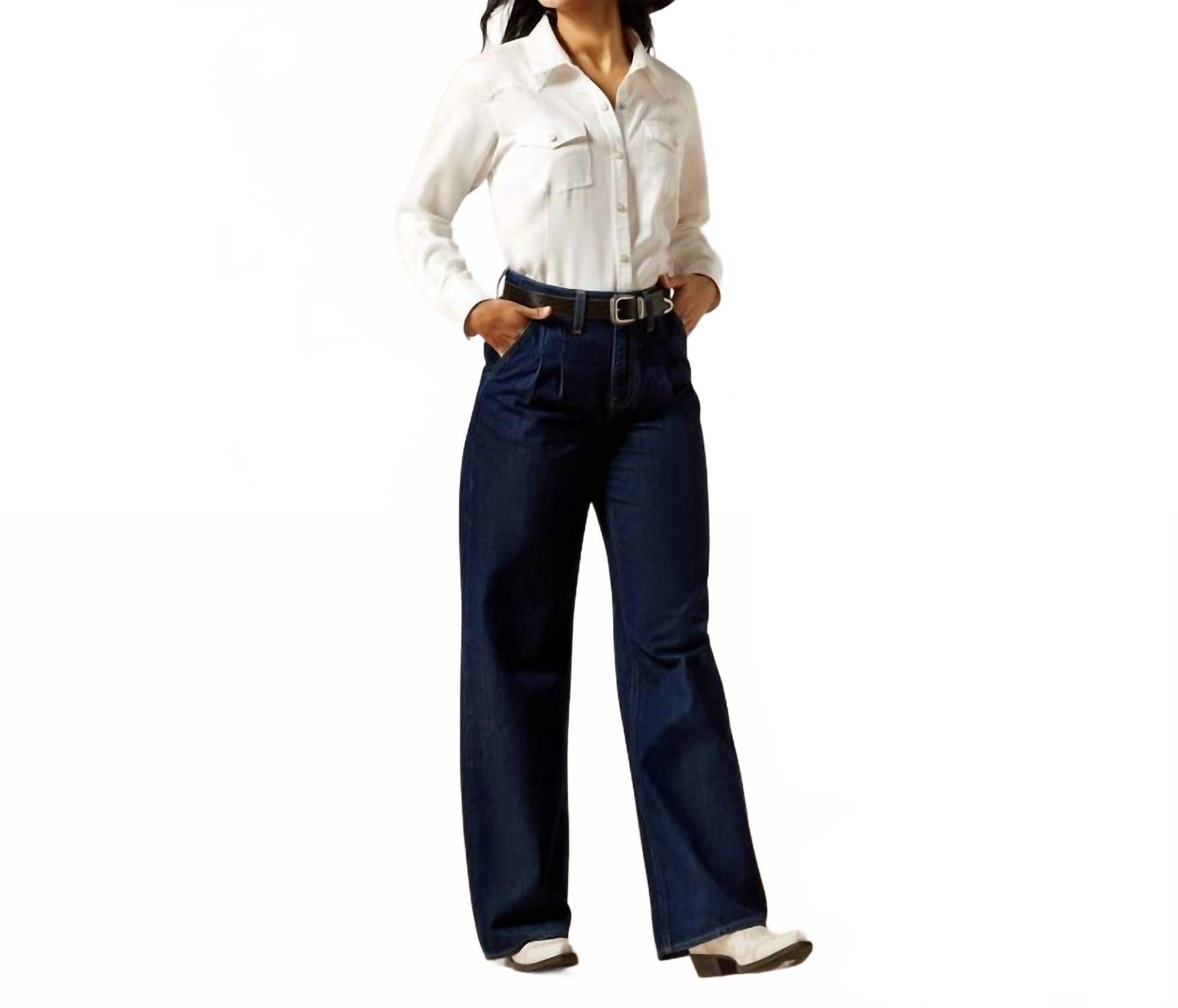 Jean con pliegues color azul